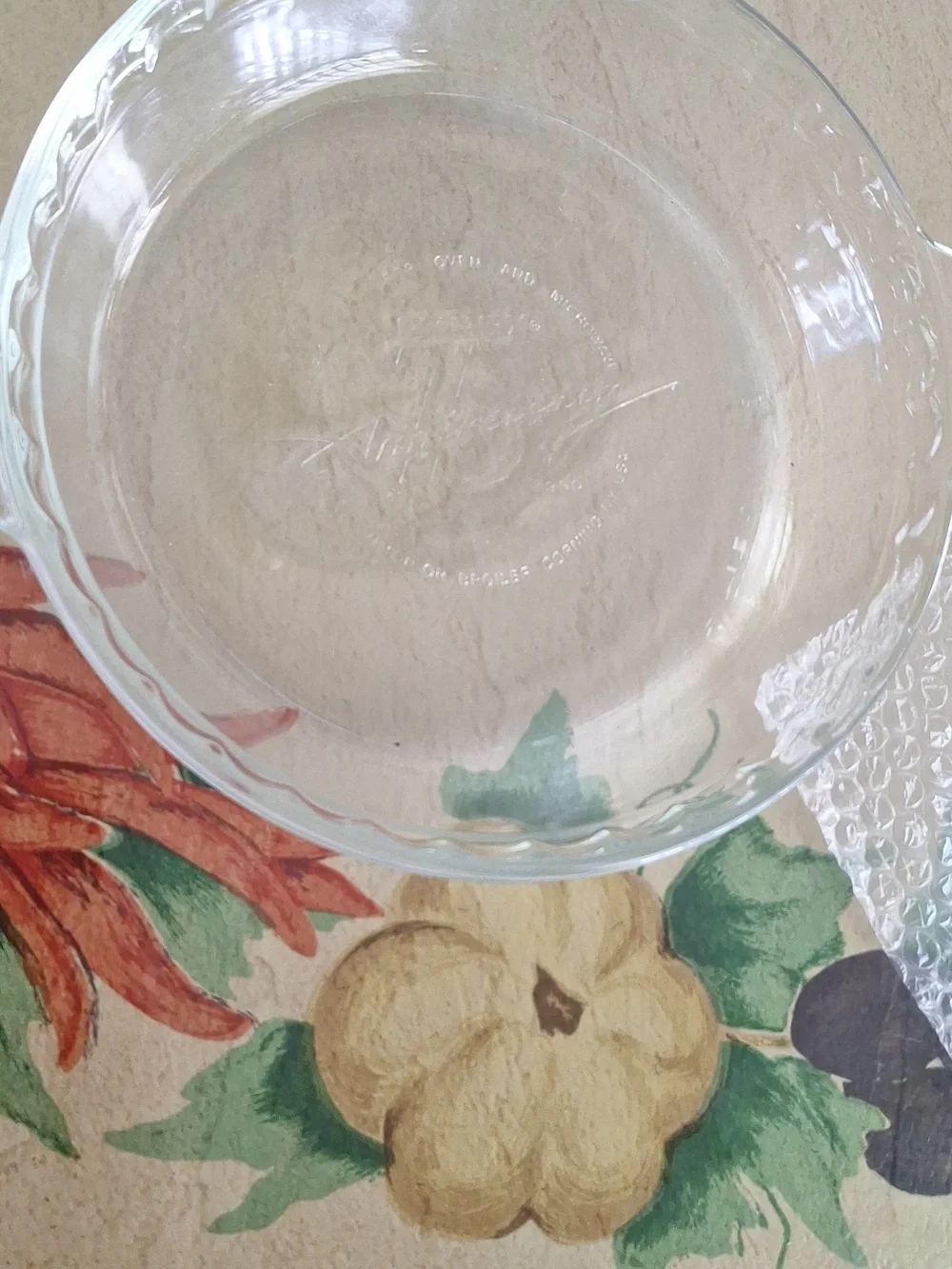 Pyrex Clear 75th Anniversary Glass Pie Plate with Scalloped Handled Rim